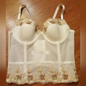 Bebe Selena Floral Beaded Bustier